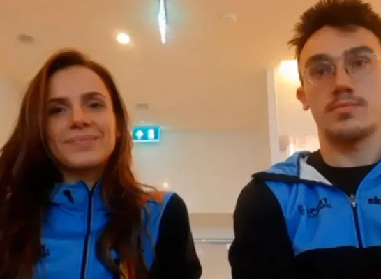 Hanne en Stijn Desmet shorttrack schaatsen Hanne en Stijn Desmet shorttrack schaatsen
