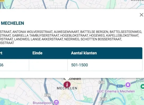 Grote stroompanne in Mechelen