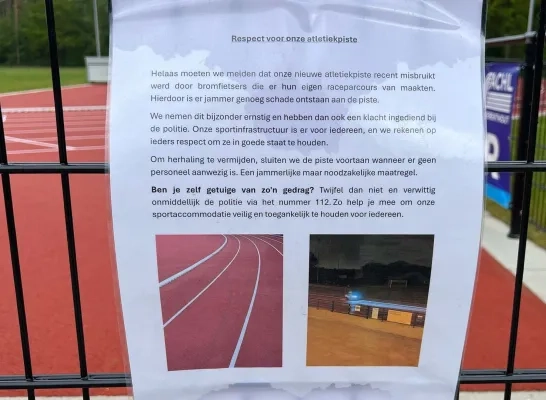 atletiekpiste 't Kapelleke Herenthout beschadigd