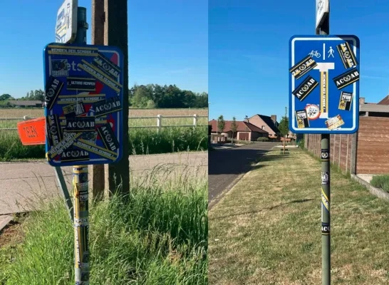 stickers op verkeersbord politie kasterlee. stickers op verkeersbord politie kasterlee.