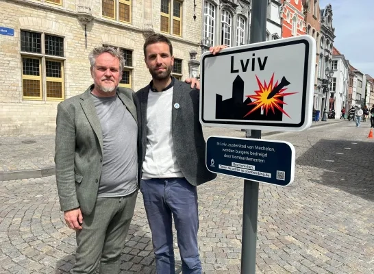 Mechelen straatnaambord Lviv Oekraïne