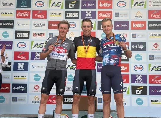 Podium mannen BK Gravel 2025 Westerlo