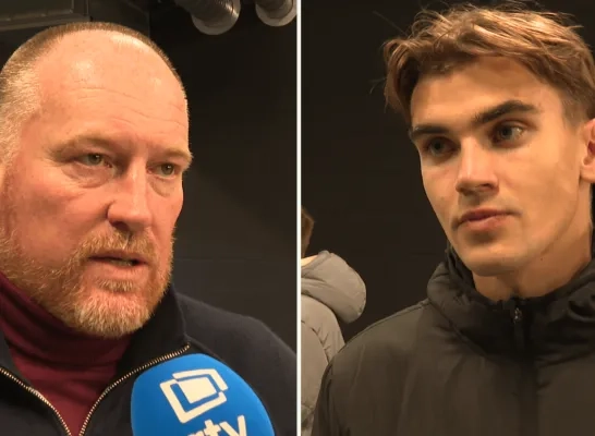 Fred Vanderbiest van KV Mechelen en Kiany Vroman van Lierse SK Fred Vanderbiest van KV Mechelen en Kiany Vroman van Lierse SK