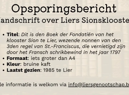 opsporingsbericht boek Lier.