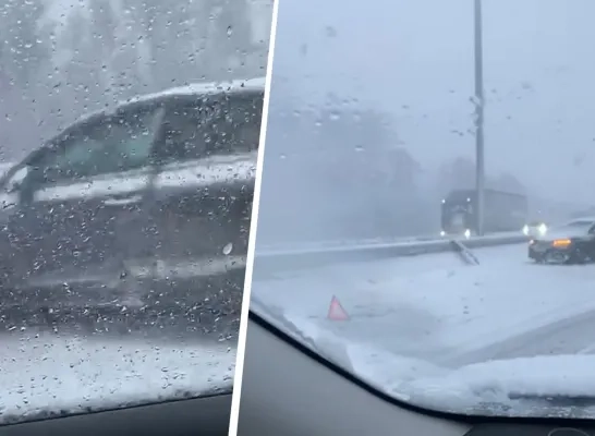 Auto slipt en rijdt in vangrail