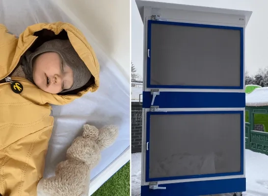 kinderdagverblijf Molleke bedhuisjes buiten slapen