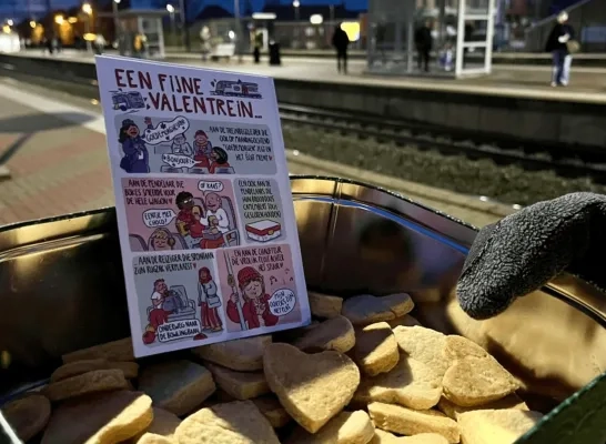 Valentrein actie station Duffel Groen bedankje trein bus