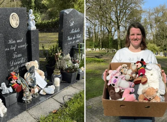 Lindsey Dierckx knuffels op kindergraven