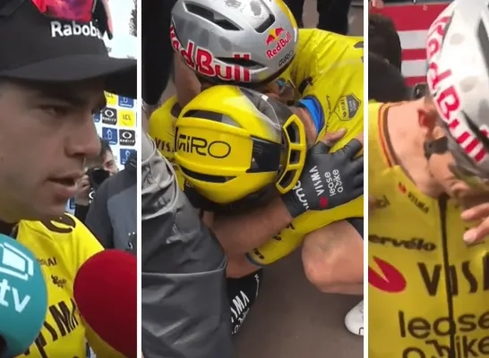 Vreugde en emotie bij Wout na winst in Parijs-Roubaix