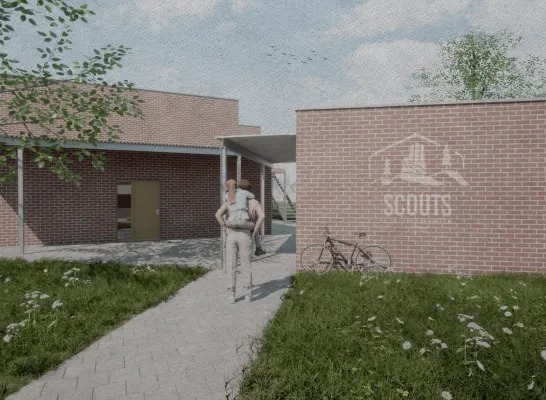 renders nieuwe gebouw scouts Sint-Carolus Mol