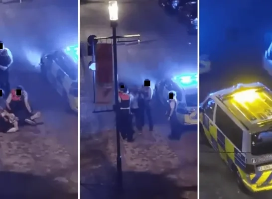 Agent slaat geboeide man in het gezicht