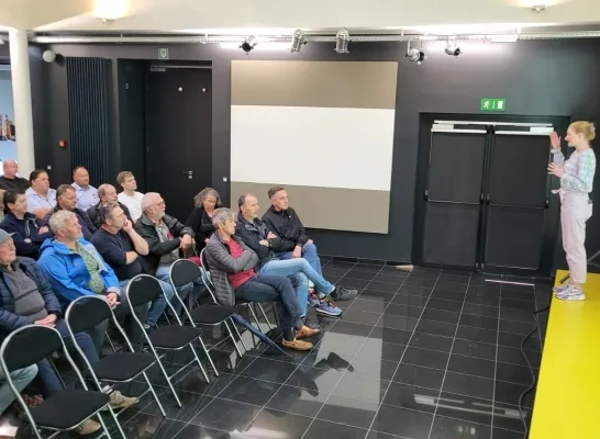 Burgemeester Geudens op de info-avond 