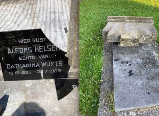 Graven beschadigd Geel Larum Graven beschadigd Geel Larum