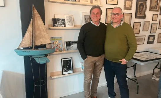 Bert Peeters (Kunststatie) en Manu Wagner kleinzoon van Felix Timmermans tentoonstelling