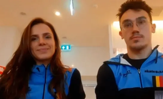 Hanne en Stijn Desmet shorttrack schaatsen