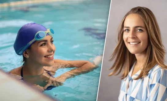 Jonge vrouw in zwembad en diëtiste Claudia Luysterborg