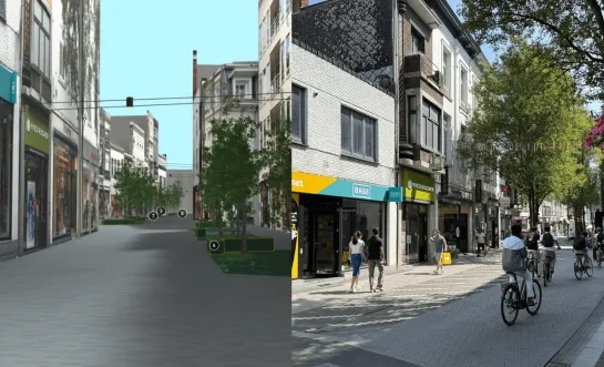 Links: Gasthuisstraat nu / Rechts: 3D-afbeelding Gasthuisstraat
