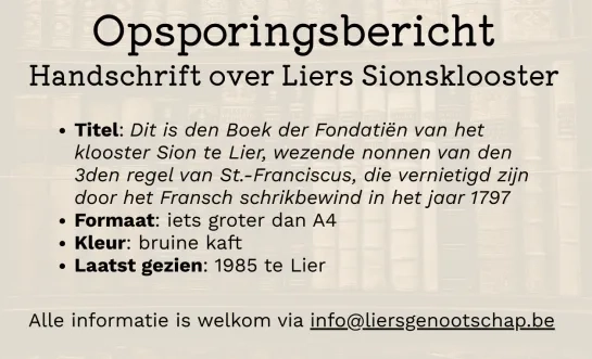 opsporingsbericht boek Lier.