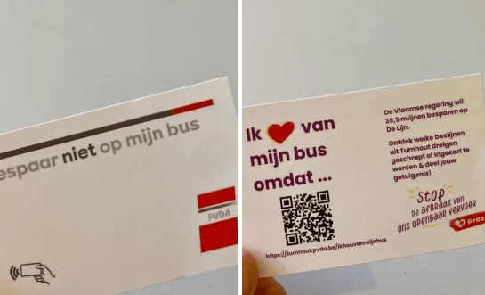 PVDA Turnhout voert actie tegen besparingsplannen van Vlaamse Regering op De Lijn