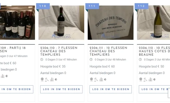 veiling flessen drank van hool 060824