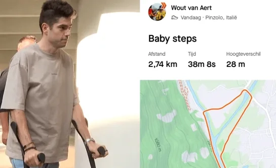 Wout van Aert wandeling Strava zware val Ronde van Spanje