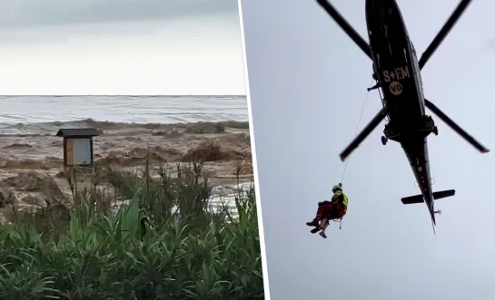 Overstroming Alcossebre - evacuatie met helikopter