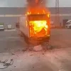 Brandende vrachtwagen brand buur vlammen Bornem
