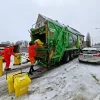 afvalophaling IOK door de sneeuw