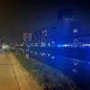 Man in Leuvense Vaart in Mechelen