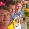 Mathijs Verhoeven en Wannes Magdelijns flankeren de nieuwe Belgische kampioen